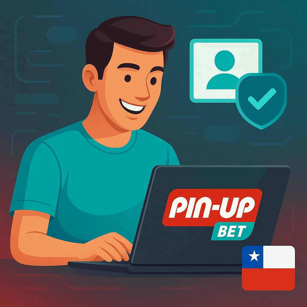 Usuario completando el proceso de registro y verificación en Pin Up Bet desde un ordenador portátil.